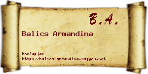 Balics Armandina névjegykártya